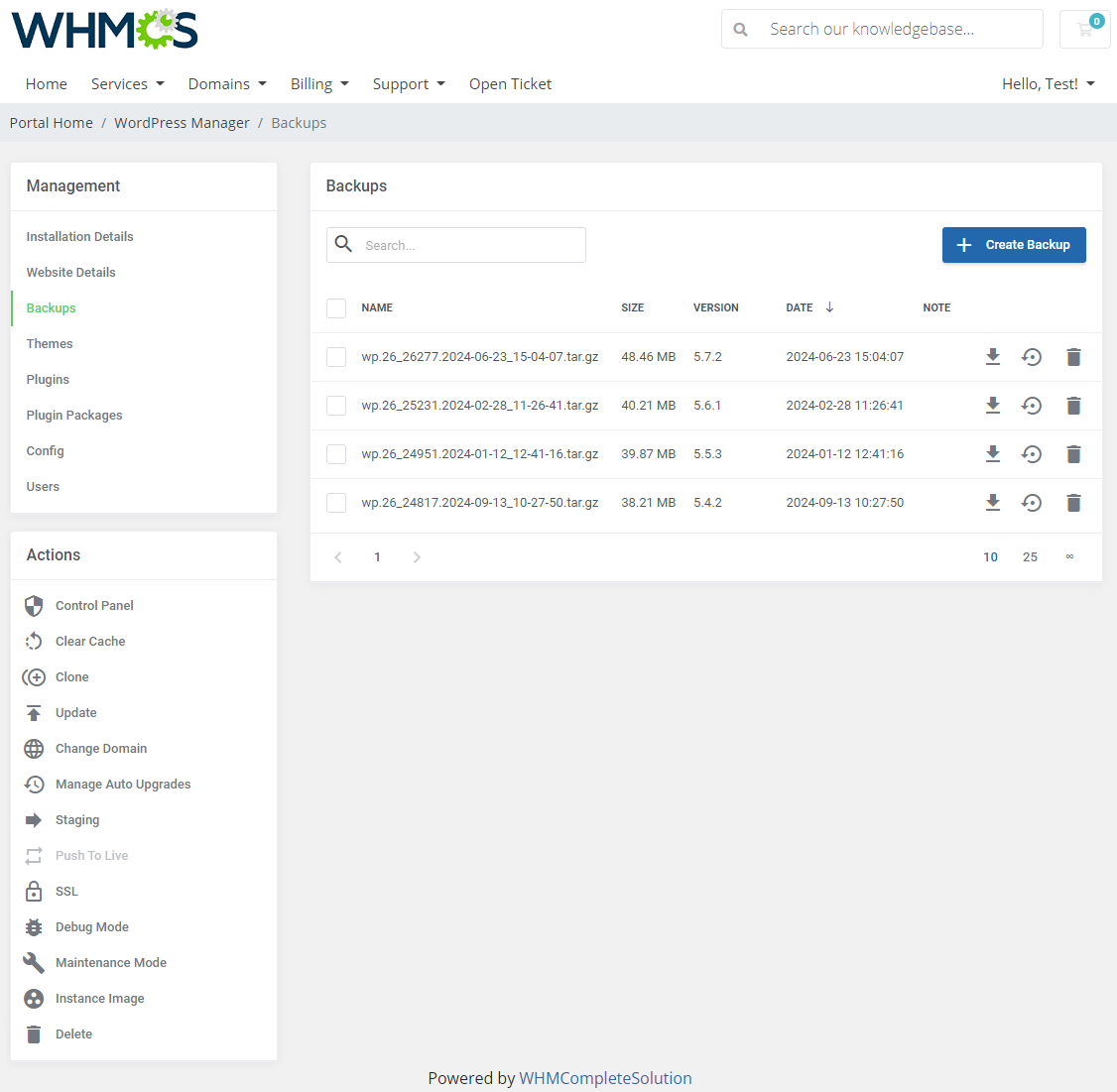 WordPress Manager For WHMCS: Module Screenshot 14