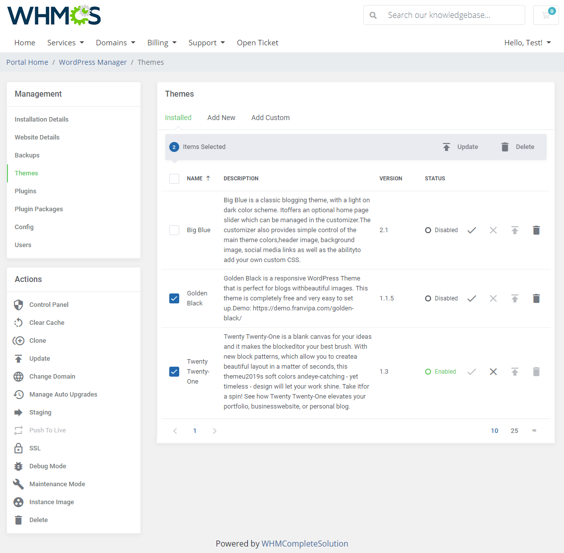 WordPress Manager For WHMCS: Module Screenshot 16