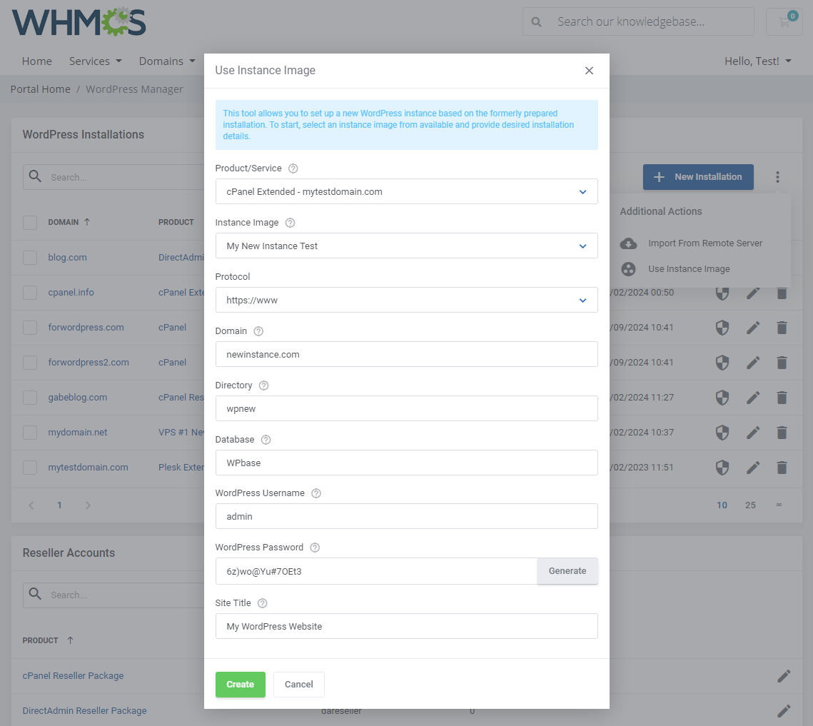 WordPress Manager For WHMCS: Module Screenshot 6