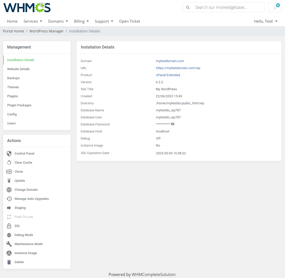 WordPress Manager For WHMCS: Module Screenshot 7