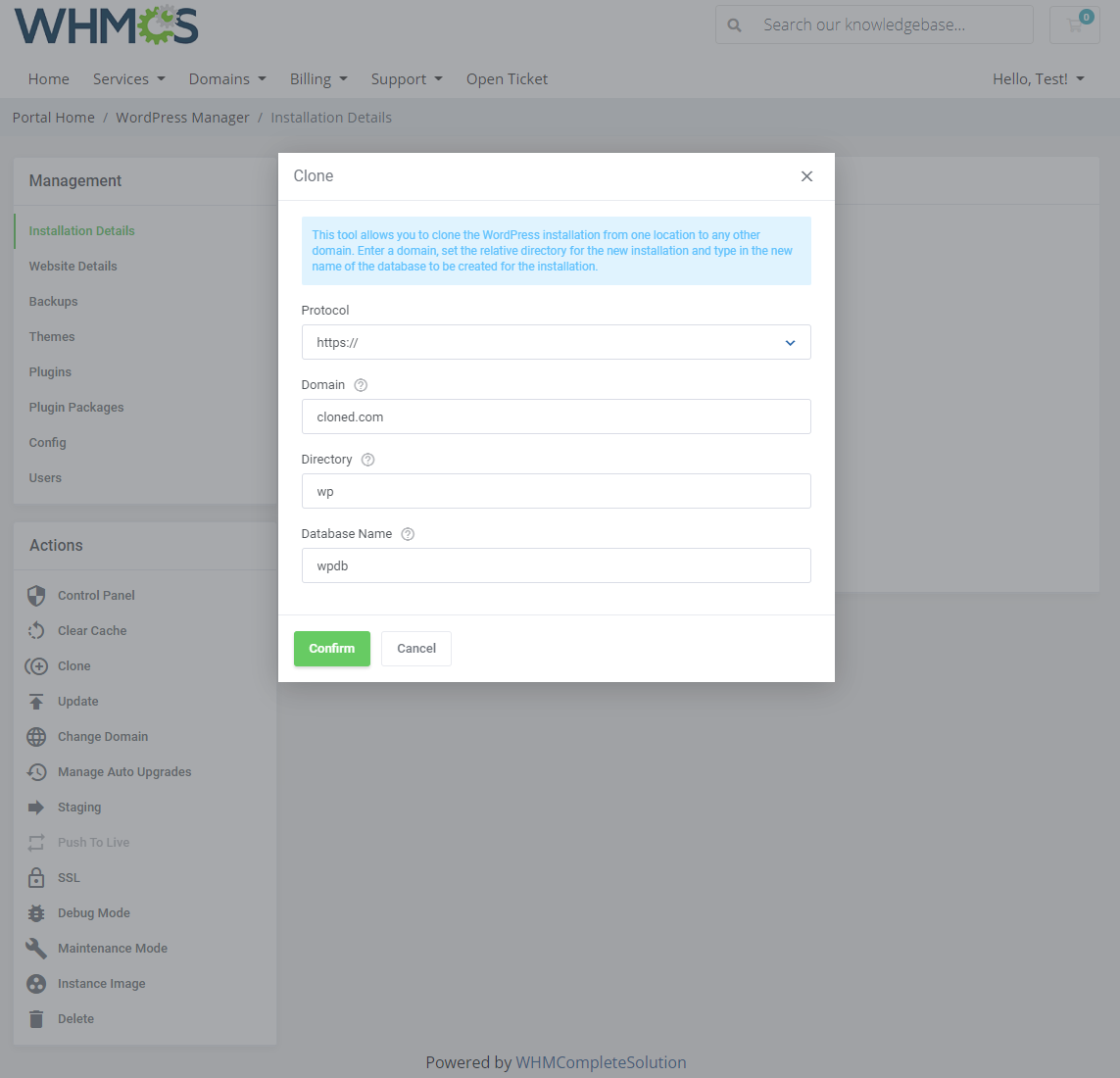 WordPress Manager For WHMCS: Module Screenshot 8