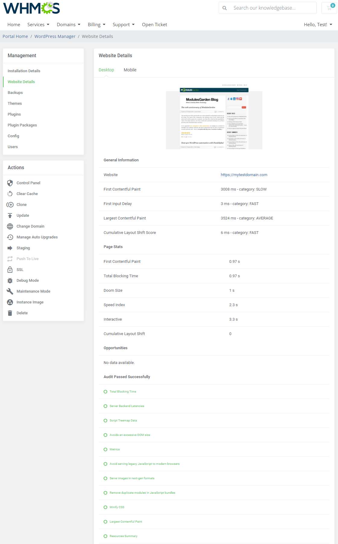 WordPress Manager For WHMCS: Module Screenshot 13