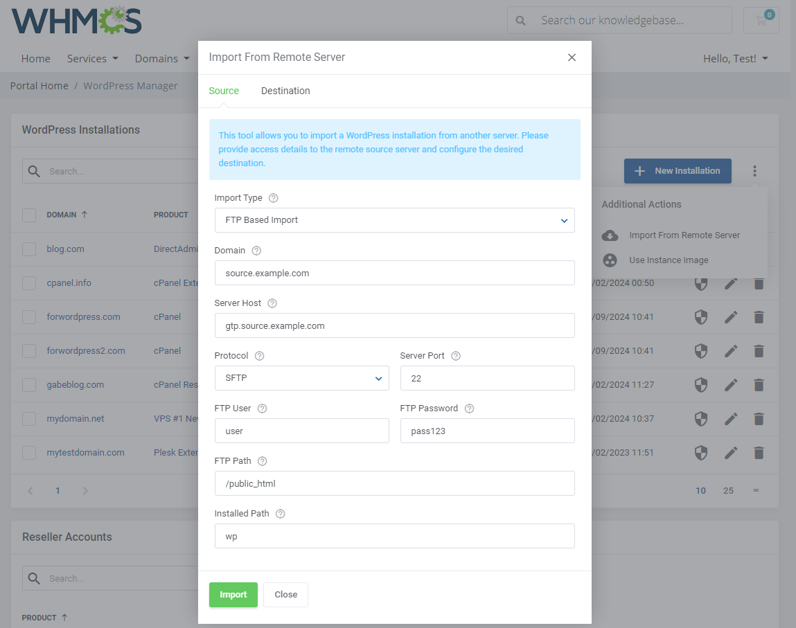 WordPress Manager For WHMCS: Module Screenshot 5