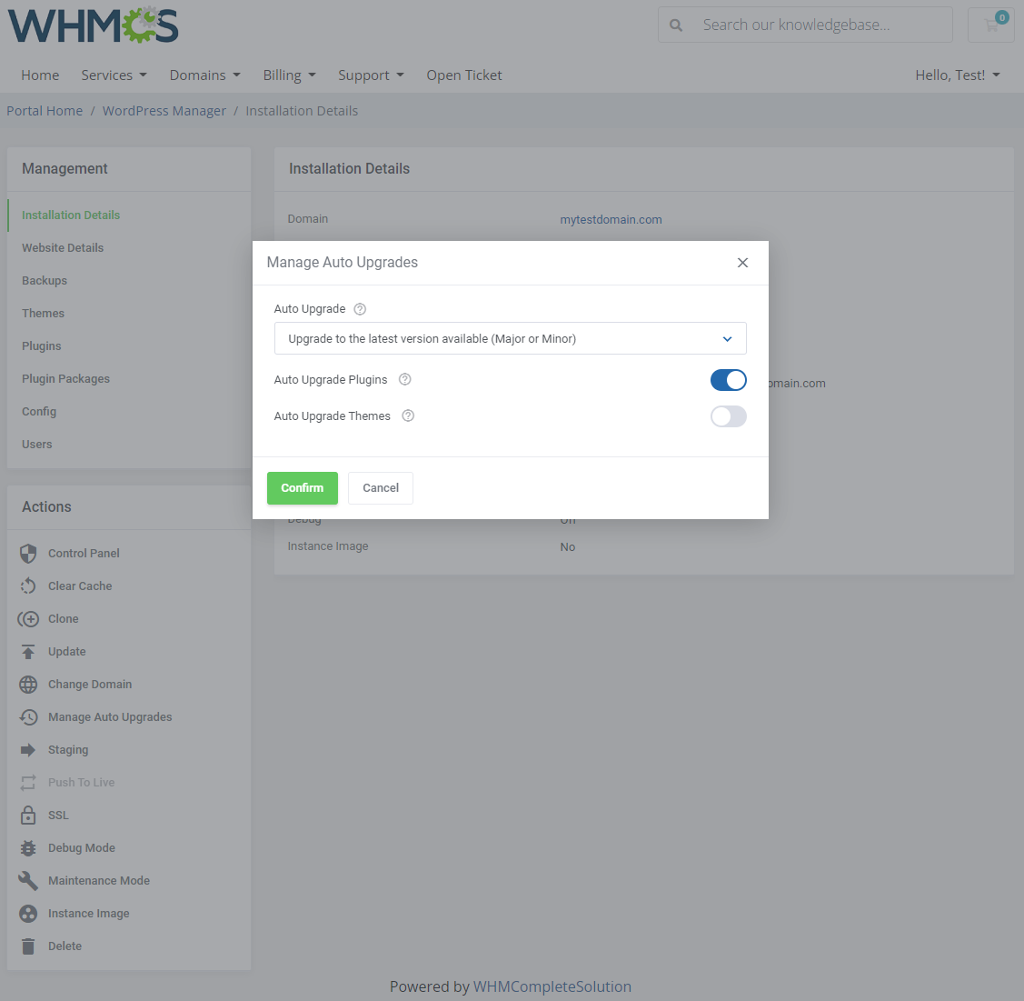 WordPress Manager For WHMCS: Module Screenshot 9