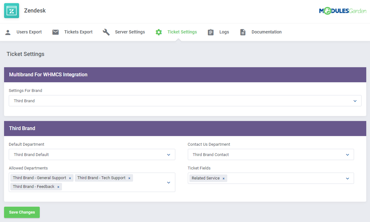 Zendesk For WHMCS: Module Screenshot 12