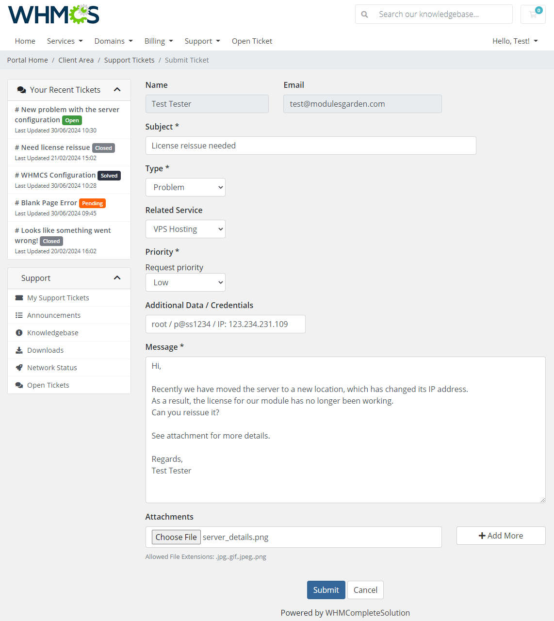 Zendesk For WHMCS: Module Screenshot 2