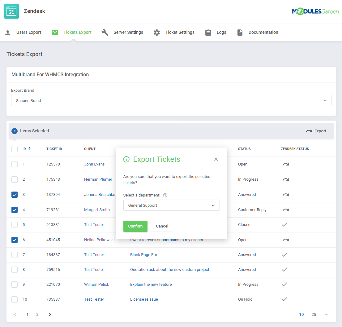 Zendesk For WHMCS: Module Screenshot 9