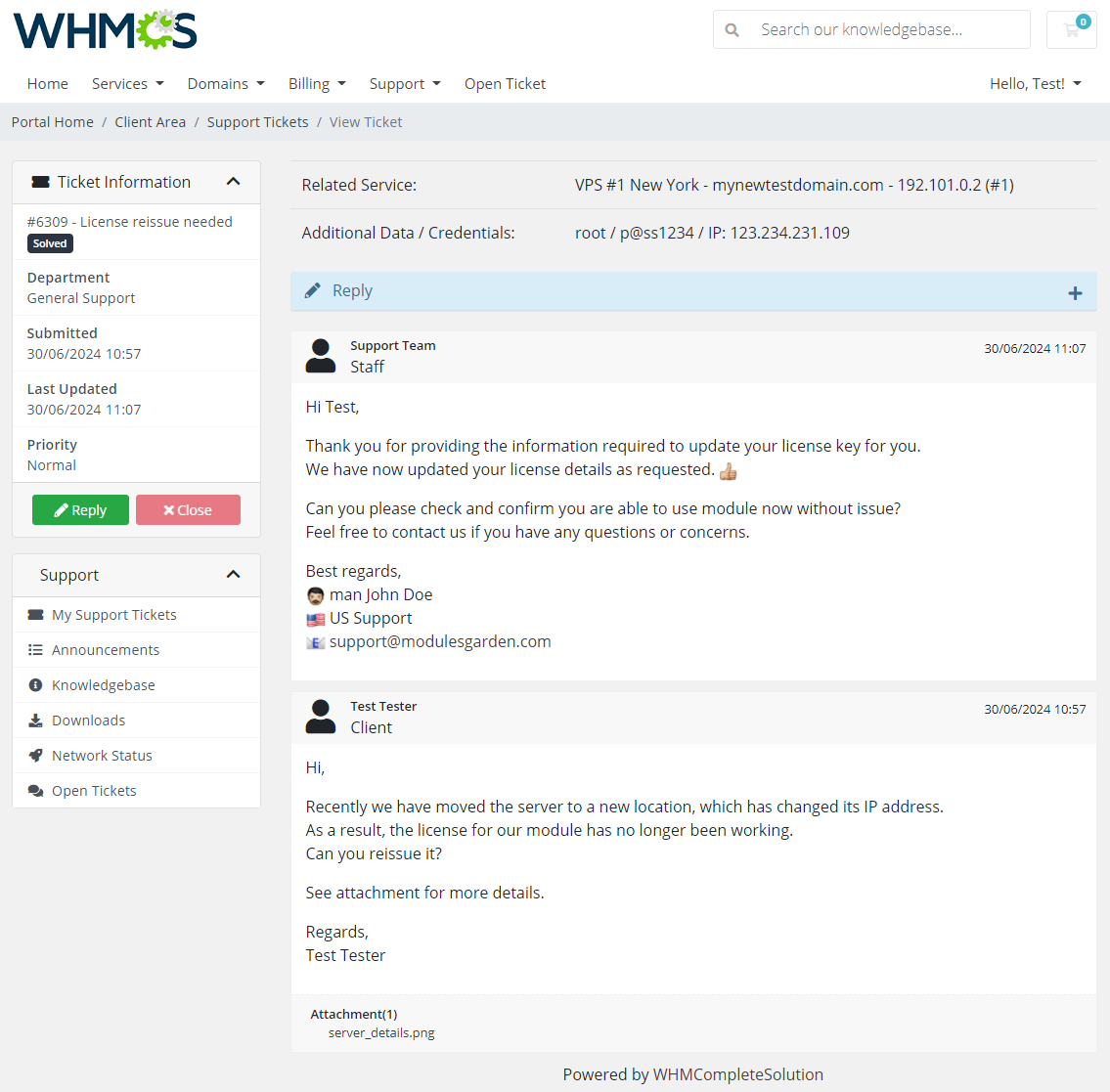 Zendesk For WHMCS: Module Screenshot 4