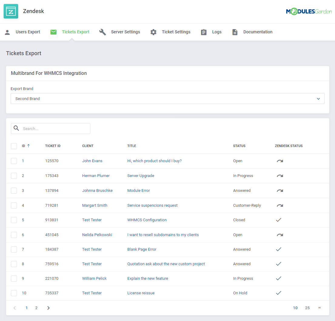 Zendesk For WHMCS: Module Screenshot 8