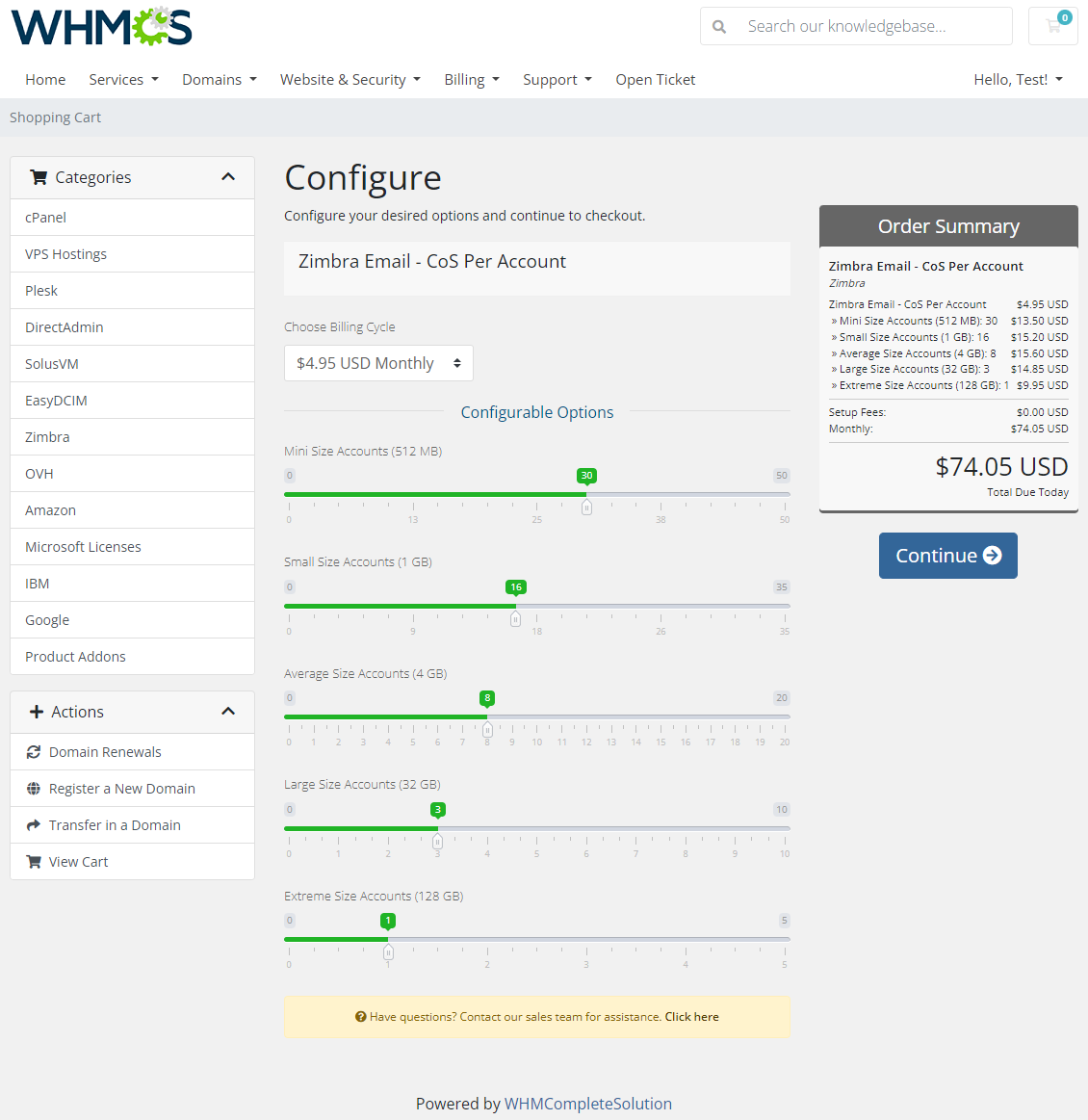 Zimbra Email For WHMCS: Module Screenshot 14