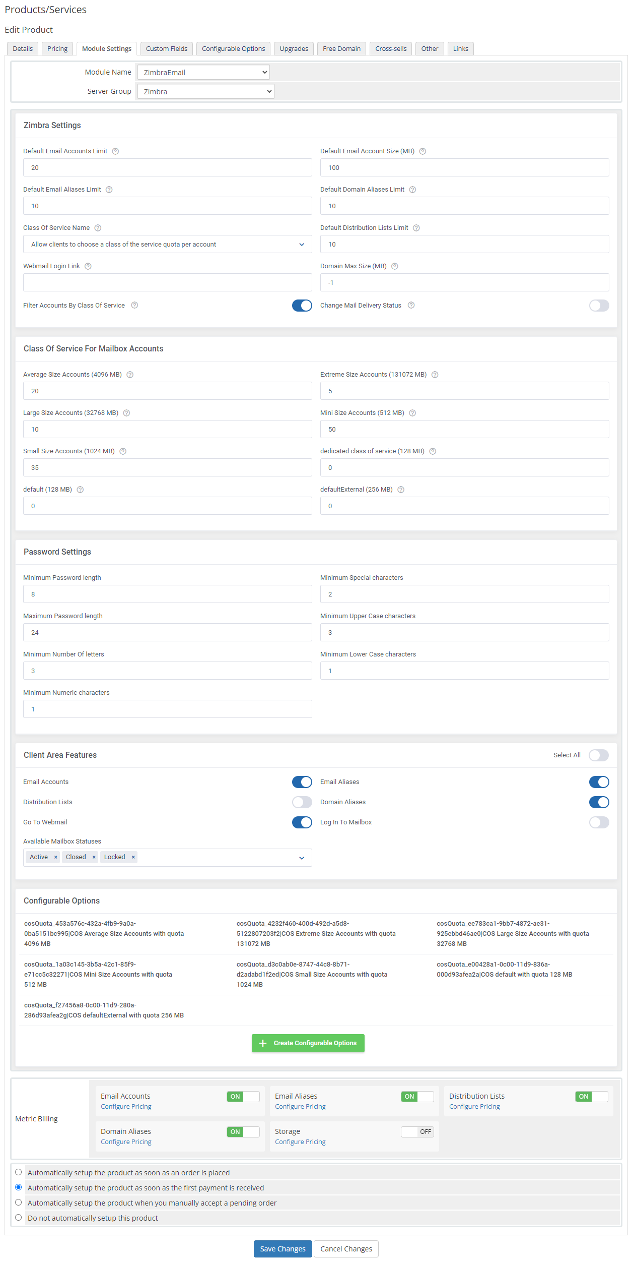 Zimbra Email For WHMCS: Module Screenshot 17