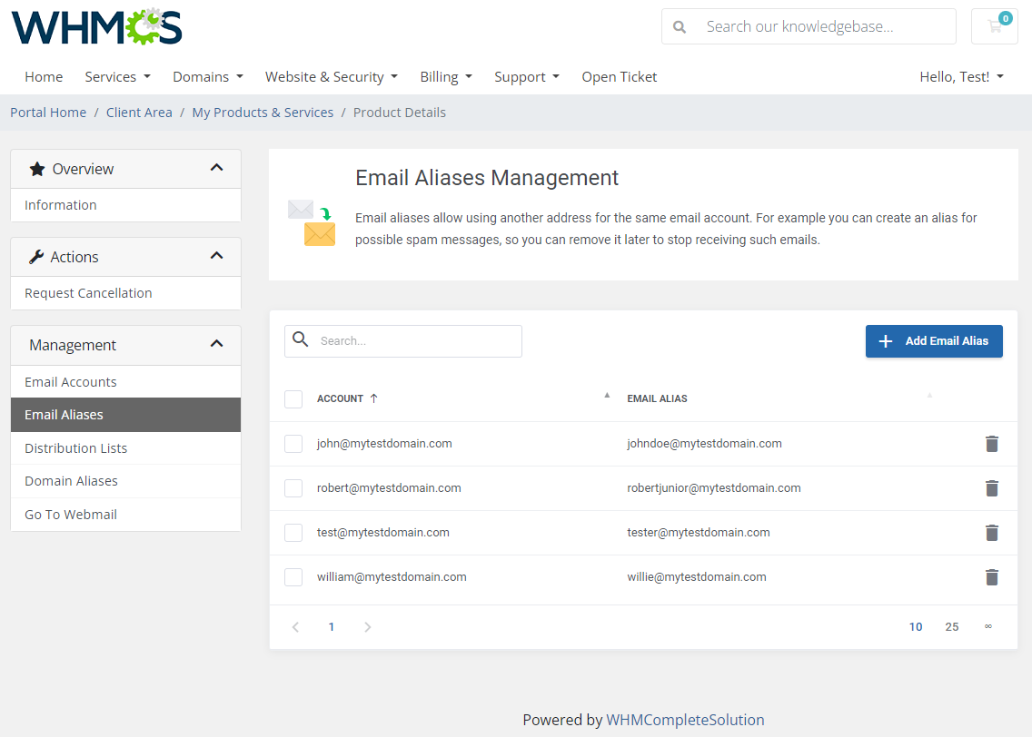 Zimbra Email For WHMCS: Module Screenshot 5